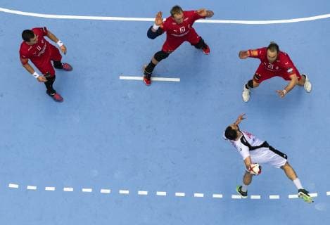 DK: 20190112, Herning, Danmark: 2019 IHF Verdensmesterskabet i handbold i Tyskland Danmark i Jyske Bank Boxen, Herning: Danmark-Tunesien. Rasmus Lauge (11), Denmark, Rene Toft (19), Denmark, Henrik Moelgaard (21), Denmark Foto: Lars M¿ller UK: 20190112, Herning, Denmark: 2019 IHF Handball World Championship WM Weltmeisterschaft in Germany and Denmark. Jyske Bank Boxen, Herning. Denmark-Tunisia. Rasmus Lauge (11), Denmark, Rene Toft (19), Denmark, Henrik Moelgaard (21), Denmark