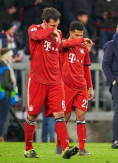 Mats HUMMELS, FCB 5 Serge GNABRY, FCB 22 sad, disappointed, angry, Emotions, disappointment, frustration, frustrated, sadness, desperate, despair, FC BAYERN MUNICH - FC LIVERPOOL UEFA Football Champions League , Munich, March 13, 2019, Season 2018 2019, round of last 16, FCB, Reds, Bavaria, Photographer: Peter Schatz