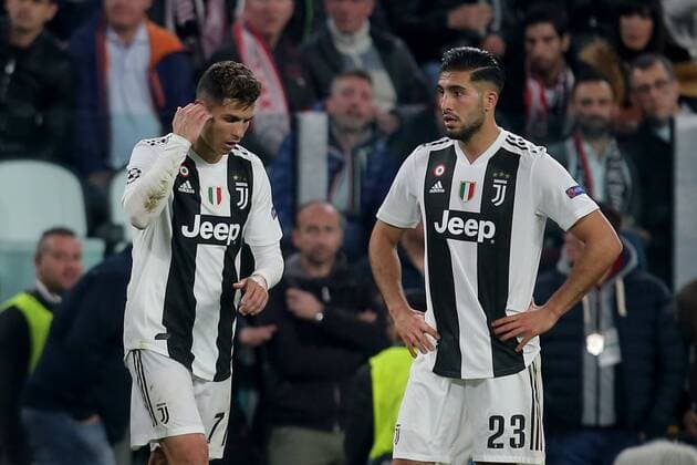 Turin Italy 16 04 2019 UEFA Champions League 2018 19 Season Quarter-finals 2 Round Juventus Turin Ajax Amsterdam Christiano Ronaldo JUV and Emre Can JUV disappoint DeFodi541