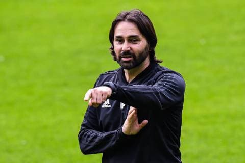 coach Reynald Pedros of Olympique Lyonnais women during a training session prior to UEFA Women s Champions League final match between Olympique Lyonnais women v FC Barcelona, Barca women on May 17, 2018 at Ferencvaros Stadium in Budapest, Hungary UEFA Women s Champions League 2018 2019 xVIxVIxImagesx xGerritxvanxKeulenxIVx 14485641