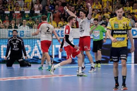 Player of TSG Ludwigshafen Friesenheim The Owls Cheer after the final whistle, victory, winner, winner, celebrates, cheers, joy, optimistic, highlight, action, action, 29 05 2019, Mannheim, handball, DKB Bundesliga, Rhein Neckar Löwen TSG Ludwigshafen Friesenheim The Owls xozx