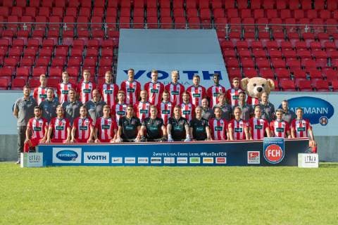 back row from left to right Niklas Dorsch, Jonas Foehrenbach, Oliver Huesing, Patrick Schmidt, Robert Glatzel, Patrick Mainka, Sebastian Griesbeck, Marnon Busch, Andrew Owusu, Jonas Braendle, mascot Paule middle row from left to right Marc Weiss Physiotherapist , Johannes Gessler Physiotherapist , Dieter Jarosch Co Trainer , Frank Schmidt Head Coach , Kolja Pusch, Timo Beermann, Denis Thomalla, Norman Theuerkauf, Bernhard Raab Co Trainer , Bernd Weng Goalkeeping Coach , Said Lakhal Athletics Coach , Alexander Raaf Teammanager , Manuel Henck Zeugwart front row from left to right Goekalp Kilic, Marc Schnatterer, Robert Leipertz, David Otto, Kevin Ibrahim, Vitus Eicher, Kevin Mueller, Diant Ramaj, Robert Strauss, Arne Feick, Tobias Reithmeir, Maurice Multhaup, Kevin Sessa Missing Maximilian Thiel, Oliver Steurer, 1 Soccer Club Heidenheim 1846 e V , 2 Bundesliga, Portrait date 2019 2020, Team photo, 02 07 2019, 1 Soccer Club Heidenheim 1846 e V , 2 Bundesliga, Portrait date 2019 2020, Team photo, 02 07 2019, Heidenheim Copyright: xEIBNER SaschaxWaltherx EP_eer