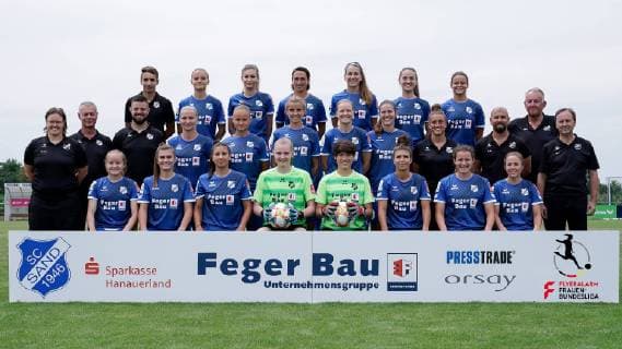 Top from left Timm Weiner Goalkeeper Trainer , Lisa Schöppl 6 , Ricarda Schaber 27 , Anne Van Bonn 7 , Dörthe Hoppius 9 , Michaela Brandenburg 25 , Jasmin Sehan 11 , middle from left Claudia Von Lanken Office Manager , Dr Paul Hefner Team Doctor , Florian Haag Physiotherapist , Agnieszka Winczo 15 , Patrycja Balcerzak 23 , Myrthe Moorrees 3 , Diane Caldwell 5 , Pia Rijsdijk 19 , Mirella Junker Co Trainer , Sascha Glass Trainer , Klaus Drengwitz Board of Directors , Gerald Jungmann Sport Board , Below left Paige Satchell 13 , Viktoria Pinther 24 , Marina Georgieva 18 , Manon Klett Goalkeeper, 20 , Charlotte Voll Goalkeeper, 1 , Nadine Prohaska 8 , Dina Blagojevic 10 , Franziska Fiebig 17 , Team Photo, Team Photo, Team, Team, Total, Group Picture, Squad, 06 07 2019, Willstätt Sand Germany , Football, Flyeralarm Women Bundesliga, Photography SC Sand, DFB DFL REGULATIONS PROHIBIT ANY USE OF PHOTOGRAPHS AS IMAGE SEQUENCES AND OR QUASI VIDEO xozx