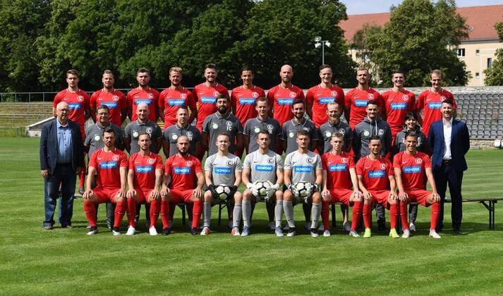 Football, Men, Northeast Regional League, 2019 2020 Season, SV Lichtenberg 47, Official Photo Session, Back Row by Julian Hentschel, Philipp Grüneberg, Christian Gawe, Philipp Kulecki, Thomas Brechler, David Hollwitz, Sebastian Reiniger, Kevin Owczarek, Jonas Schmidt, Lucas Lindemann, Moritz Künne, middle row from treasurer Volker Herholz, coach Klaus Schröder, coach Christian Reiß, goalkeeper trainer Riccardo Ventura, Co trainer Fabio Corghi, trainer Uwe Lehmann, Co trainer Sven Gruel, Co trainer Alexander Foth, physiotherapist Christian Lewin, physiotherapist Linda Friedrich, sports director Benjamin Plötz, front row from Patrick Jahn, Richard Ohlow, Ali Sinan, Ivan Ostrouhov, Niklas Wollert, Fritz Pflug, Finn Wozniak, Pascal Eifler, Philip Einsiedel, Benyas Junge Abiol, Nils Fiegen, Luca Naumann, Moritz Schöps, 06 07 2019, Copyright: xMatthiasxKochx