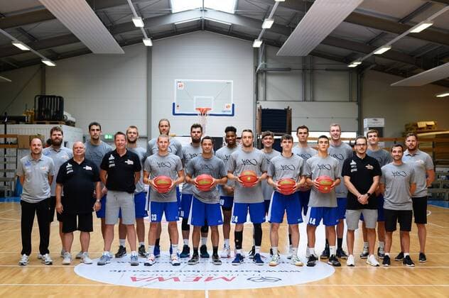 Training kick-off Science City Jena on 5 8 2019 for the season 2019 2020 in the BARMER 2 Basketball Bundesliga ProA v li back row Hagen Schmidt Co Trainer , Alex Herrera, Melvin Jostmann, Oliver Mackeldanz, Julius Wolf, Justin Leon, Dennis Nawrocki, Joschka Ferner, Nikolas Schultz, Lorenz Bank, Matthias Passarge Physiotherapeut v read front row Marius Linartas Co Trainer and Regio Trainer , Steven Clauss Co Trainer , Franz Menz Chef Trainer , Jan Heber, Ermen Reyes Napoles, Matthew Vest, Jan Philipp Becker, Vuk Radojicic, Thomas Kyak Physiotherapeut , Alexander Smolenski Reha and Athletiktraimer Trainingshalle Sparkassen Arena