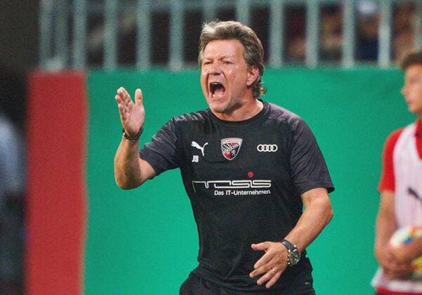 Jeff SAIBENE, head coach Ingolstadt, Gesticulate, give instructions, action, single image, gesture, hand movement, pointing, interpret, mimik, FC INGOLSTADT - 1. FC NUREMBERG DFB Pokal, German Football Trophy in Ingolstadt, August 9, 2019, Season 2019 2020 Important: DFB regulations prohibit any use of photographs as image sequences and or quasi-video.