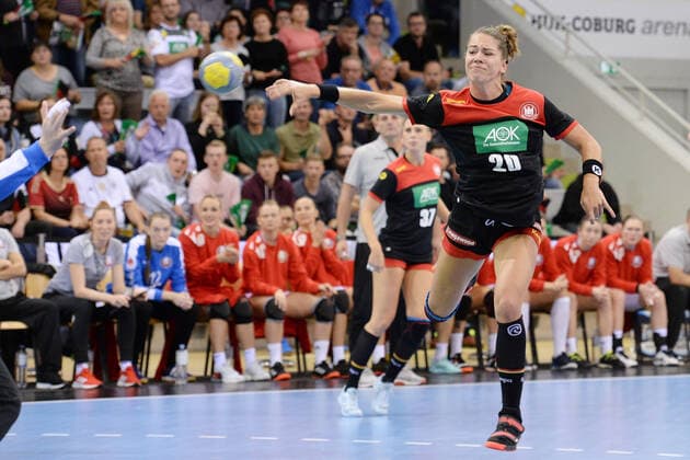 Emily Boelk Germany, Thueringer HC on litter ,GER, Germany Belarus, Belarus Handball, womens international, Woman Qualifiers EHF EURO 2020, 25 09 2019, ,GER, Germany Belarus Handball, womens international, 25 09 2019 Coburg Copyright: xEIBNER RolandxSippelx EP_RSL