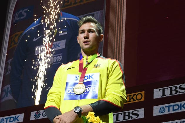 Doha, IAAF, Athletics, athletics, Track and Field, World athletics Championships 2019 Doha, Athletics World Championships 2019 Doha, 27 09 06 10 2019, Khalifa International Stadium Doha, Decathlon Men, Niklas Kaul with Gold Medal