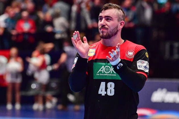 European Handball Championship Main Round, 20 01 2020, Austria Germany, Stadthalle, Vienna Jannik Kohlbacher Germany, 48 cheers Thanks for the victory, 20 01 2020, Vienna Austria, Handball, Tournament, European Championship 2020 xshx