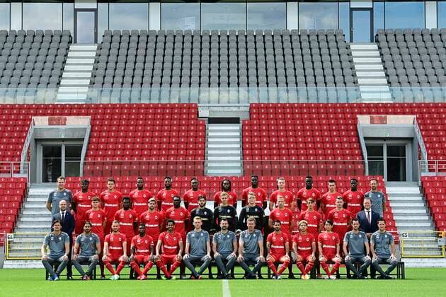 ANTWERPEN, BELGIUM - JULY 21 : Team Antwerp pictured during the team photo shoot of Royal Antwerp FC prior the Jupiler Pro league football season 2020 - 2021 on July 21, 2020 in Antwerpen, Belgium , 21 07 2020 UP L-R: Steven Van Puyvelde , Laurent Mendy forward of Antwerp, Louis Verstraete, Jonathan Bolingi, Junior Pius, Dieumerci Mbokani, Frank Boya, Simen Juklerod, Abdoulaye Seck, Dragan Lausberg, Bruni Nsimba, Jan Vandamme kine, Middle L-R: Frederic Leidgens teammanager, Robbe Quirynen, Martin Hongla, Ivo Rodrigues, Dylan Batubinsika, Davor Matijas, Jean Butez, Bill Lathouwers, Ritchie De Laet, Alexis De Sart, Sander Coopman, Moustapha Avadongo, Wim Geerts doctor DOWN L-R: Vedran Runje, Samir Beloufa, Birger Verstraete, Aurelio Buta, Faris Haroun, Edward Still, Ivan Leko, Rudi Cossey, Lior Rafaelov, Manuel Benson, Koji Miyoshi, Peter Catteeuw, Jan Vandenhouten kine FOOTBALL : Royal Anvers FC photo shoot 2020 - 2021 - 21 07 2020 PhotoNews Panoramic