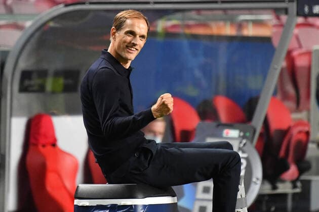 Soccer Champions League semi-final RB LEIPZIG PARIS SAINT GERMAIN PSG 0 3 Final celebration Thomas TUCHEL Coach PSG, balls the fist, cheers, joy, enthusiasm, single image, cut single motif, half figure, half figure Football Champions League, semi-final, RB LEIPZIG L PARIS SAINT GERMAIN PSG 0 3 on 18 08 2020 in Lisbon Portugal,Estadio da Luz PHOTO Frank Hoermann SVEN SIMON Pool NO use of any use photographs as image sequences and or quasi video Editorial Use ONLY National and International News Agencies OUT Lisbon Estadio da Luz Portugal Poolfoto SVEN SIMON Pool ,EDITORIAL USE ONLY