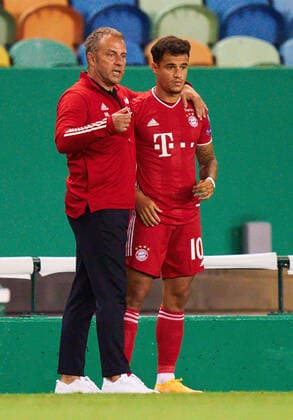 Preview images Football UEFA Champions League FC BAYERN MUNICH OLYMPIQUE LYON Lisbon, Lisbon, Portugal, 19th August 2020 Coach Hansi FLICK FCB , team manager, head coach, coach, Philippe COUTINHO, FCB 10 change, substitution, in the semifinal match UEFA Champions League, final tournament FC BAYERN MUENCHEN OLYMPIQUE LYON in season 2019 2020, FCB, photographer Peter Schatz UEFA REGULATIONS PROHIBIT ANY USE OF PHOTOGRAPHS as IMAGE SEQUENCES and or QUASI VIDEO National and international News Agencies OUT Editorial Use ONLY Lisbon Estadio Jose Alvalade XXI Portugal Poolfoto Peter Schatz Pool ,EDITORIAL USE ONLY