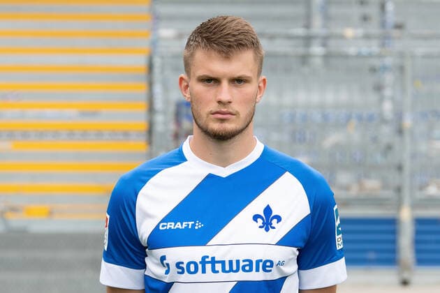 27 08 2020, xfux, Football 2 Bundesliga, SV Darmstadt 98, 2 BL, portrait appointment 2020 2021, photo appointment, emonline, emspor, deloka, v l Lars Lukas Mai SV Darmstadt 98 2 BL portrait appointment 2020 2021 Darmstadt