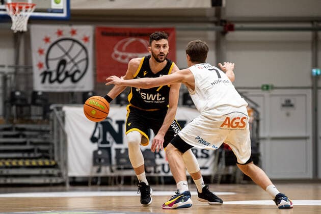 Besnik Bekteshi 7, Tigers Tuebingen Christian Feneberg 7, Nuernberg Falcons BC NBC , Nuernberg Falcons BC vs Tigers Tuebingen, Basketball, Pro A, 17 03 2021 , Nuernberg Falcons BC vs Tigers Tuebingen, Basketball, Pro A, 17 03 2021 Nuernberg Copyright: xThomasxHahnx xEibner-Pressefotox EP_FAL