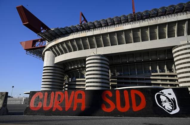 Mandatory Credit: Photo by Mattia Ozbot BPI Shutterstock (11804188f) A general view of the stadium AC Milan v Manchester United, ManU UEFA Europa League Round of 16 2nd Leg, Football, Giuseppe Meazza Stadoum, Milan, Italy - 18 Mar 2021 AC Milan v Manchester United, UEFA Europa League Round of 16 2nd Leg, Football, Giuseppe Meazza Stadoum, Milan, Italy - 18 Mar 2021 Copyright: xMattiaxOzbot BPI Shutterstockx 11804188f