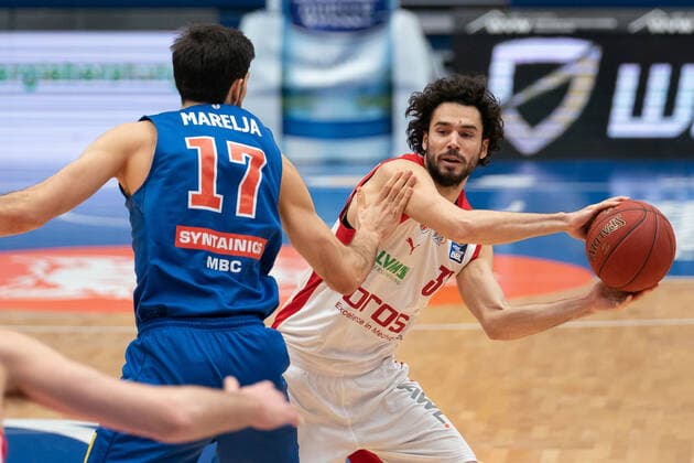 Syntainics MBC Brose Bamberg, Basketball, Bundesliga, Men, 2020 2021, 24 Matchday, 20 03 2021, v l Aleksandar Marelja MBC, 17 , Michele Vitali Bamberg, 31 Syntainics MBC Brose Bamberg, Basketball, Bundesliga, Men, 24 Matchday, 20 03 2021, Weissenfels Copyright: xSchulz Eibner-Pressefotox ep_esz