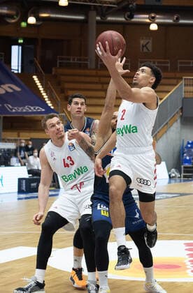 Leon Radosevic Fc Bayern Munich, 43 Bogdan Radoslavjevic Hakro Merlins, 15 Wade Baldwin Fc Bayern Munich, 2 ¨¨¨HAKRO Merlins Crailsheim vs FC Bayern Munich, Basketball, Bundesliga, easy credit BBL, Spieltag 24, Spielzeit 2020 2021, 21 03 2021, ¨¨HAKRO Merlins Crailsheim vs FC Bayern Munich, Basketball, Bundesliga, easy credit BBL, Spieltag 24, Spielzeit 2020 2021, 21 03 2021 Ilshofen. Copyright: xNinaxSander xEibnerxPressefotoxIx EP_NSR