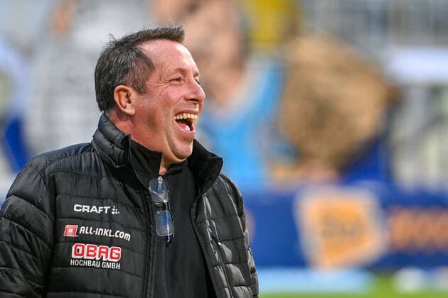 Coach Markus Kauczinski Dynamo Dresden, SGD laughing, joy, friendly, cheerful, beaming, optimistic, single image, action, 22 03 2021, Munich Germany , Football, 3 Liga, TSV 1860 München SG Dynamo Dresden, DFB DFL REGULATIONS PROHIBIT ANY USE OF PHOTOGRAPHS AS IMAGE SEQUENCES AND OR QUASI VIDEO xslx