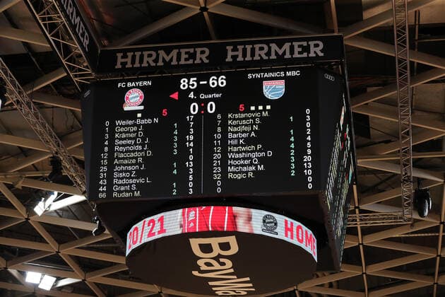 Scoreboard, Final score, GER, FC Bayern Basketball vs Mitteldeutscher BC, Basketball, BBL, Season 2020 2021, 23 03 2021, GER, FC Bayern Basketball vs Mitteldeutscher BC, Basketball, BBL, Season 2020 2021, 23 03 2021, Muenchen Copyright: xMarcelxEngelbrechtx Eibner-Pressefotox EP_met