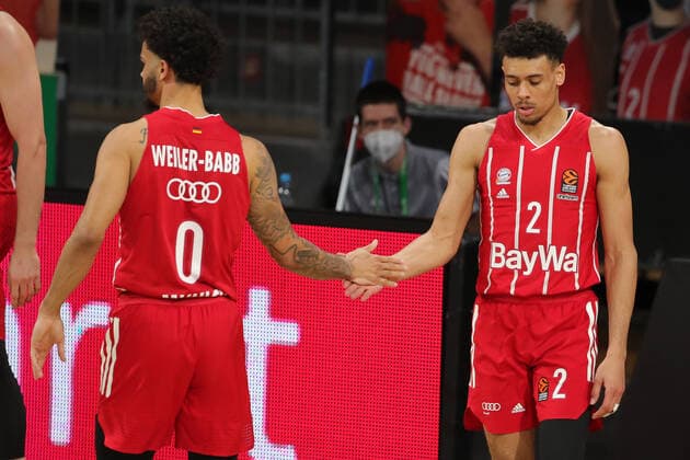 Nick Weiler Babb Muenchen and Wade Baldwin IV Muenchen GER, FC Bayern Basketball vs Zalgiris Kaunas, Basketball, Euroleague, 2020 2021 season, 01 04 2021, GER, FC Bayern Basketball vs Zalgiris Kaunas, Basketball, Euroleague, 2020 2021 season, 01 04 2021, Muenchen. Copyright: xEIBNER MarcelxEngelbrechtx EP_EER
