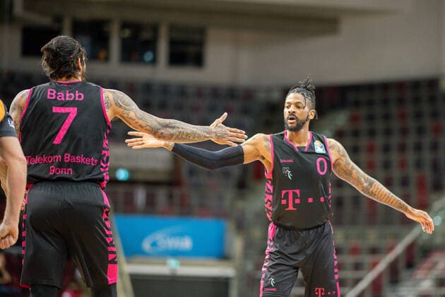 Chris Babb Telekom Baskets Bonn, 07 , Alex Hamilton Telekom Baskets Bonn, 00 , MHP Riesen Ludwigsburg vs Telekom Baskets Bonn, Basketball, Bundesliga, easycredit BBL, 32 Spieltag, Spielzeit 2020 2021, 02 05 2021, MHP Riesen Ludwigsburg vs Telekom Baskets Bonn, Basketball, Bundesliga, easycredit BBL, 32 Spieltag, Spielzeit 2020 2021, 02 05 2021 Ludwigsburg Copyright: xEibner-Pressefoto SaschaxWaltherx EP_SWA