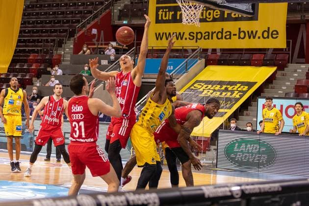 Zan Mark Sisko Fc Bayern Munich, 31 Robin Amaize Fc Bayern Munich, 15 Jaleen Smith MHP Riesen Ludwigsburg, 3 Jalen Reynolds Fc Bayern Munich, 8 MHP Riesen Ludwigsburg vs FC Bayern Munich, Basketball, Bundesliga, easy credit BBL, Matchday 34, Season 2020 2021, 09 05 2021 Kirchheim Knights MLP Academics Heidelberg , Basketball, 2 Bundesliga, Barmer 2 Basketball, Playoffs, 3 Matchday Group Stage , Season 2020 2021, 23 04 2021 Ludwigsburg Copyright: xNinaxSander xEibnerxPressefotoxIx EP_NSR