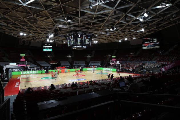 Overview of the empty Audi Dome during the game GER, FC Bayern Basketball vs Hakro Merlins Crailsheim, Basketball, 1 Bundesliga, Playoffs 2020 2021, Quarterfinals Game 2, 21 05 2021, GER, FC Bayern Basketball vs Hakro Merlins Crailsheim, Basketball, 1 Bundesliga, Playoffs 2020 2021, Quarterfinals Game 2, 21 05 2021, Muenchen Copyright: xEIBNER MarcelxEngelbrechtx EP_EER