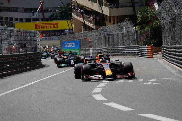 FORMULA 1 GRAND PRIX DE MONACO 2021, 20 23 05 2021 23 05 2021, Monaco Circuit, Monte Carlo, FORMULA 1 GRAND PRIX DE MONACO 2021, 20 23 05 2021 , pictured race start Max Verstappen NEL 33 , Red Bull Racing Honda, Valtteri Bottas FIN 77 , Mercedes AMG Petronas Formula One Team, Carlos Sainz Jr ESP 55 , Scuderia Ferrari Mission Winnow, Lando Norris GBR 4 , McLaren F1 Team, Pierre Gasly FRA 10 , Scuderia AlphaTauri Honda, Lewis Hamilton GBR 44 , Mercedes AMG Petronas Formula One Team, Sebastian Vettel DEU 5 , Aston Martin Cognizant Formula One Team nordphotoxGmbHx xBratic nph00250