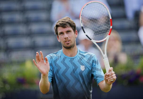 Mandatory Credit: Photo by Ella Ling BPI Shutterstock (12071591bp) Cameron Norrie of GBR celebrates Cinch Championships, Day One, Tennis, Queens Club, London, UK - 14 June 2021 EDITORIAL USE ONLY No use with unauthorised audio, video, data, fixture lists, club league logos or live services. Online in-match use limited to 120 images, no video emulation. No use in betting, games or single club league player publications. Cinch Championships, Day One, Tennis, Queens Club, London, UK - 14 June 2021 EDITORIAL USE ONLY No use with unauthorised audio, video, data, fixture lists, club league logos or live services. Online in-match use limited to 120 images, no video emulation. No use in betting, games or single club league player publications. Copyright: xEllaxLing BPI Shutterstockx 12071591bp