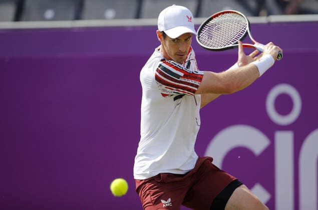 Mandatory Credit: Photo by Ella Ling BPI Shutterstock (12074706dq) Andy Murray of GBR in action Cinch Championships, Day Two, Tennis, Queens Club, London, UK - 15 June 2021 EDITORIAL USE ONLY No use with unauthorised audio, video, data, fixture lists, club league logos or live services. Online in-match use limited to 120 images, no video emulation. No use in betting, games or single club league player publications. Cinch Championships, Day Two, Tennis, Queens Club, London, UK - 15 June 2021 EDITORIAL USE ONLY No use with unauthorised audio, video, data, fixture lists, club league logos or live services. Online in-match use limited to 120 images, no video emulation. No use in betting, games or single club league player publications. Copyright: xEllaxLing BPI Shutterstockx 12074706dq