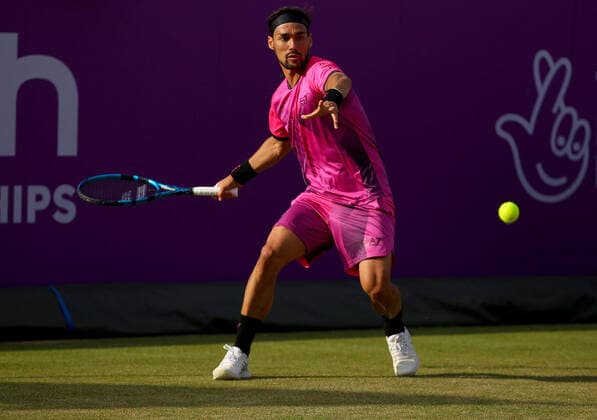 Mandatory Credit: Photo by Ella Ling BPI Shutterstock (12074706dv) Fabio Fognini of Italy in action Cinch Championships, Day Two, Tennis, Queens Club, London, UK - 15 June 2021 EDITORIAL USE ONLY No use with unauthorised audio, video, data, fixture lists, club league logos or live services. Online in-match use limited to 120 images, no video emulation. No use in betting, games or single club league player publications. Cinch Championships, Day Two, Tennis, Queens Club, London, UK - 15 June 2021 EDITORIAL USE ONLY No use with unauthorised audio, video, data, fixture lists, club league logos or live services. Online in-match use limited to 120 images, no video emulation. No use in betting, games or single club league player publications. Copyright: xEllaxLing BPI Shutterstockx 12074706dv