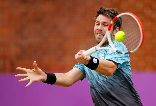 Mandatory Credit: Photo by Ella Ling BPI Shutterstock (12115524k) Cameron Norrie of Great Britain in action Cinch Championships, Day Seven, Tennis, Queens Club, London, UK - 20 June 2021 EDITORIAL USE ONLY No use with unauthorised audio, video, data, fixture lists, club league logos or live services. Online in-match use limited to 120 images, no video emulation. No use in betting, games or single club league player publications. Cinch Championships, Day Seven, Tennis, Queens Club, London, UK - 20 June 2021 EDITORIAL USE ONLY No use with unauthorised audio, video, data, fixture lists, club league logos or live services. Online in-match use limited to 120 images, no video emulation. No use in betting, games or single club league player publications. Copyright: xEllaxLing BPI Shutterstockx 12115524k