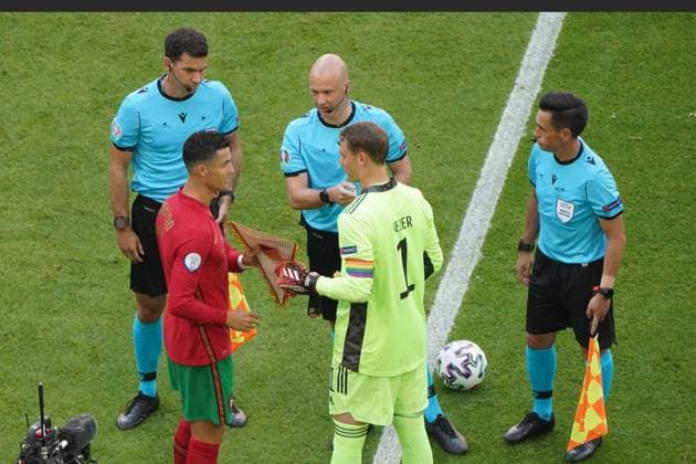 19 06 2021, Football, UEFA EURO 2020, European Championship 2020, Group Match, Group FPortugal Germany , Arena Munich,Munich,Cristiano Ronaldo Portugal, Manuel Neuer,