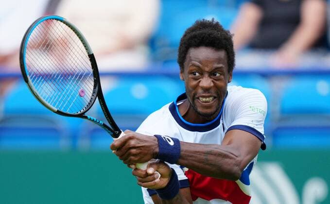 Mandatory Credit: Photo by Dave Shopland BPI Shutterstock (12165746y) Gael Monfils from France Action Viking International Championships, Day Five, Tennis, Eastbourne, East Sussex, UK - 23 June 2021 Viking International Championships, Day Five, Tennis, Eastbourne, East Sussex, UK - 23 June 2021 Copyright: xDavexShopland BPI Shutterstockx 12165746y
