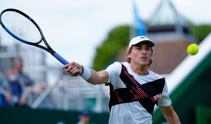 Mandatory Credit: Photo by Dave Shopland BPI Shutterstock (12165746s) Max Purcell from Australia Action Viking International Championships, Day Five, Tennis, Eastbourne, East Sussex, UK - 23 June 2021 Viking International Championships, Day Five, Tennis, Eastbourne, East Sussex, UK - 23 June 2021 Copyright: xDavexShopland BPI Shutterstockx 12165746s