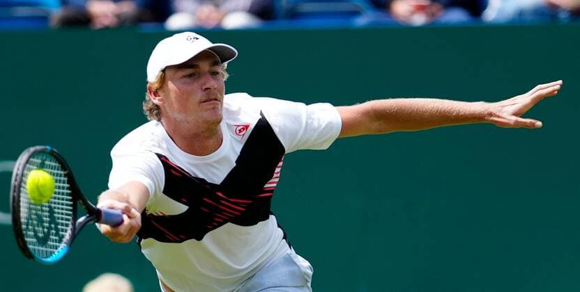 Mandatory Credit: Photo by Dave Shopland BPI Shutterstock (12165746i) Max Purcell from Australia Action Viking International Championships, Day Five, Tennis, Eastbourne, East Sussex, UK - 23 June 2021 Viking International Championships, Day Five, Tennis, Eastbourne, East Sussex, UK - 23 June 2021 Copyright: xDavexShopland BPI Shutterstockx 12165746i