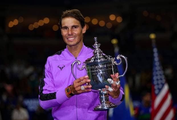Mandatory Credit: Photo by Ella Ling BPI Shutterstock (10402856bq) Rafael Nadal of Spain poses with the US Open trophy as he celebrates winning the US Open US Open Tennis Championships, Day 14, USTA National Tennis Center, Flushing Meadows, New York, USA - 08 Sep 2019 US Open Tennis Championships, Day 14, USTA National Tennis Center, Flushing Meadows, New York, USA - 08 Sep 2019 Copyright: xEllaxLing BPI Shutterstockx 10402856bq