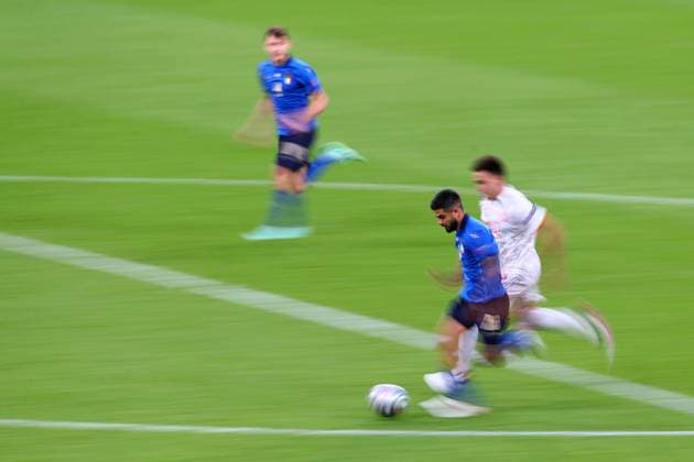 Mandatory Credit: Photo by Kieran McManus BPI Shutterstock (12198179br) Lorenzo Insigne of Italy Italy v Spain, UEFA European Championship, EM, Europameisterschaft 2020, Semi Final, International Football, Wembley Stadium, London, UK - 6 July 2021 Italy v Spain, UEFA European Championship 2020, Semi Final, International Football, Wembley Stadium, London, UK - 6 July 2021 Copyright: xKieranxMcManus BPI Shutterstockx 12198179br