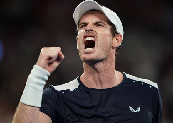 Mandatory Credit: Photo by James Gourley BPI Shutterstock (10056011dg) Andy Murray celebrating during his Men s Singles first round match Australian Open 2019, Day One, Tennis, Melbourne Park, Melbourne, Australia - 14 Jan 2019 Australian Open 2019, Day One, Tennis, Melbourne Park, Melbourne, Australia - 14 Jan 2019 Copyright: xJamesxGourley BPI Shutterstockx 10056011dg