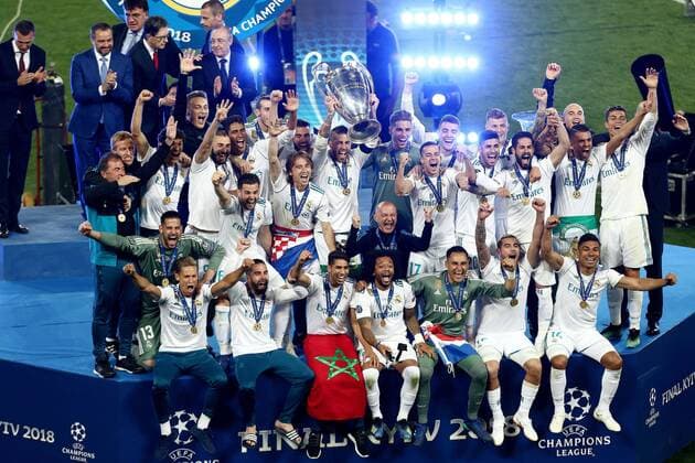 Mandatory Credit: Photo by Matt West BPI Shutterstock (9694071ia) Sergio Ramos of Real Madrid list the Champions League trophy Real Madrid v Liverpool, UEFA Champions League Final, Olimpiyskiy National Sports Complex Stadium, Kiev, UA, 26 May 2018 Real Madrid v Liverpool, UEFA Champions League Final, Olimpiyskiy National Sports Complex Stadium, Kiev, UA, 26 May 2018 Copyright: xMattxWest BPI Shutterstockx 9694071ia