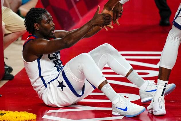 Mandatory Credit: Photo by Dave Shopland Shutterstock (12249257bd) Jrue Holiday of the United States (USA) France v United States, Basketball, Men s final, Tokyo Olympic Games, Olympische Spiele, Olympia, OS 2020, Saitama Super Arena, Japan - 07 Aug 2021 France v United States, Basketball, Men s final, Tokyo Olympic Games 2020, Saitama Super Arena, Japan - 07 Aug 2021 Copyright: xDavexShopland Shutterstockx 12249257bd