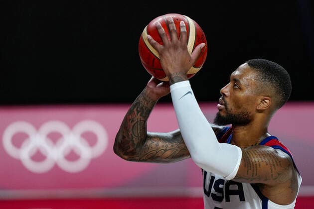 Mandatory Credit: Photo by Dave Shopland Shutterstock (12249257bx) Damian Lillard of the United States (USA) in action France v United States, Basketball, Men s final, Tokyo Olympic Games, Olympische Spiele, Olympia, OS 2020, Saitama Super Arena, Japan - 07 Aug 2021 France v United States, Basketball, Men s final, Tokyo Olympic Games 2020, Saitama Super Arena, Japan - 07 Aug 2021 Copyright: xDavexShopland Shutterstockx 12249257bx