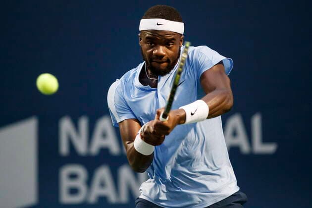 August 11, 2021, Toronto, on, Canada: Frances Tiafoe, the United States, returns a ball to Denis Shapovalov, of Canada, during National Bank Open men s tennis action, in Toronto, Wednesday, Aug. 11, 2021. Canada News - August 11, 2021 - ZUMAc35_ 20210811_zaf_c35_253 Copyright: xColexBurstonx