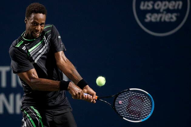 August 11, 2021, Toronto, on, Canada: Gael Monfils, of France, returns a ball to John Millman, of Australia, during National Bank Open men s tennis action, in Toronto, Wednesday, Aug. 11, 2021. Canada News - August 11, 2021 - ZUMAc35_ 20210811_zaf_c35_309 Copyright: xColexBurstonx