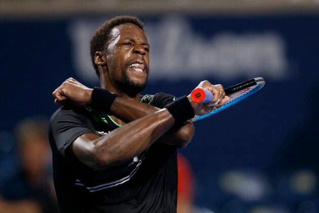 August 11, 2021, Toronto, on, Canada: Gael Monfils, of France, celebrates a win over John Millman, of Australia, during National Bank Open men s tennis action, in Toronto, Wednesday, Aug. 11, 2021. Canada News - August 11, 2021 - ZUMAc35_ 20210811_zaf_c35_314 Copyright: xColexBurstonx