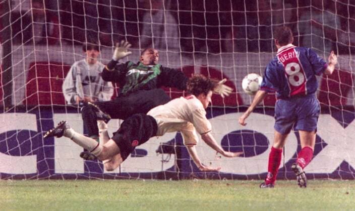 Mandatory Credit: Photo by Andy Hooper ANL Shutterstock (1458543a) Football 1996 97: European Cup Winners Cup Semi-final - Paris Saint-germain 3 V Liverpool 0. Liverpool s Steve Mcmanaman Effort Is Disallowed. Football 1996 97: European Cup Winners Cup Semi-final - Paris Saint-germain 3 V Liverpool 0. Liverpool s Steve Mcmanaman Effort Is Disallowed. EDITORIAL USE ONLY No use with unauthorised audio, video, data, fixture lists (outside the EU), club league logos or live services. Online in-match use limited to 45 images (+15 in extra time). No use to emulate moving images. No use in betting, games or single club league player publications services. Football 1996 97: European Cup Winners Cup Semi-final - Paris Saint-germain 3 V Liverpool 0. Liverpool s Steve Mcmanaman Effort Is Disallowed. EDITORIAL USE ONLY No use with unauthorised audio, video, data, fixture lists (outside the EU), club league logos or live services. Online in-match use limited to 45 images (+15 in extra time). No use to emulate moving images. No use in betting, games or Copyright: xAndyxHooper ANL Shutterstockx 1458543a