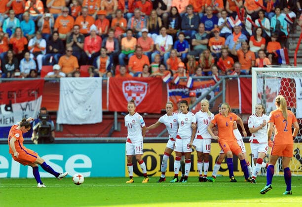 Mandatory Credit: Photo by Matt West BPI Shutterstock (8984490w) Sherida Spitse of Holland scores her goal to make it 3-2 Holland v Denmark, UEFA Women s Euro 2017, Final, FC Twente Stadion, Enschede, the Netherlands - 6 August 2017 EDITORIAL USE ONLY No use with unauthorised audio, video, data, fixture lists, club league logos or live services. Online in-match use limited to 75 images, no video emulation. No use in betting, games or single club league player publications. Holland v Denmark, UEFA Women s Euro 2017, Final, FC Twente Stadion, Enschede, the Netherlands - 6 August 2017 EDITORIAL USE ONLY No use with unauthorised audio, video, data, fixture lists, club league logos or live services. Online in-match use limited to 75 images, no video emulation. No use in betting, games or single club league player publications. Copyright: xMattxWest BPI Shutterstockx 8984490w