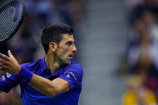 Mandatory Credit: Photo by Shutterstock (12437755da) Novak Djokovic of Serbia in action US Open Championships 2021, Day Twelve, USTA National Tennis Center, Flushing Meadows, New York, USA - 10 Sep 2021 US Open Championships 2021, Day Twelve, USTA National Tennis Center, Flushing Meadows, New York, USA - 10 Sep 2021 Copyright: xShutterstockx 12437755da