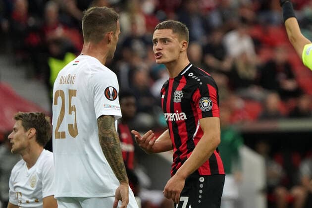 Football, UEFA Europa League, 2021 2022 season, Group G, preliminary round, Match 1, Bayer 04 Leverkusen Ferencvaros Budapest, 16 09 2021, Bayarena Leverkusen, miha blazic, ferencvaros budapest florian wirtz,Bayer 04 Leverkusen.