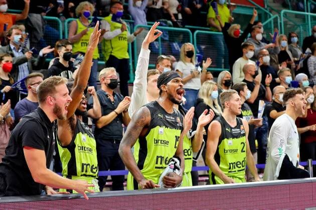 medi Bayreuthvs Hamburg Towers, Basketball, Bundesliga, BBL Pokal, easycredit BBL, Achtelfinale, Spielzeit 2021 2022, 05 10 2021, medi Bayreuth vs Hamurg Towers, Basketball, Bundesliga, BBL Pokal, easycredit BBl, Achtelfinale, Spielzeit 2021 2022, 05 10 2021, Foto EIBNER Thorsten OCHS Bayreuth Copyright: xEibner-Pressefoto ThorstenxOchsx EP_TOS